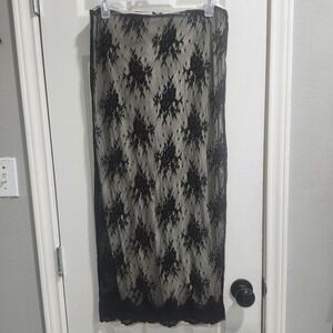 Ravi Famous London Black Floral Lace Mesh Skirt Size 10 • Lined Overlay • Whimsy